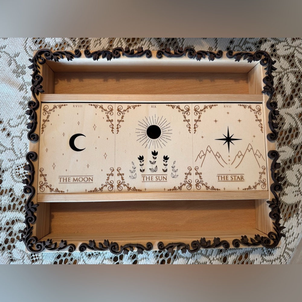 Intricate Tarot Card/Crystal Wooden Tray